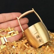 Bronze Creative Desktop Decoration Carved 'One Bucket Of Gold' Wealth Attracting Treasure Mini Water Bucket Custom Metal Craft - Image 3