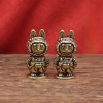 Cross-Border Small Figurine Yellow Bronze Labubu Retro Decorative Desktop Tea Pet Handmade Copper Crafts Ornament