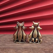 Solid Brass Cat Figurine Artisanal Home Living Room Entrance Office Desktop Tea Pet Elegant Display Ornament - Image 4