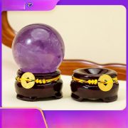 Handcrafted Wealth Attracting Ornamental Crystal Ball On Wooden Base Round Tray Decorative Knotwork Money Symbol Wholesale