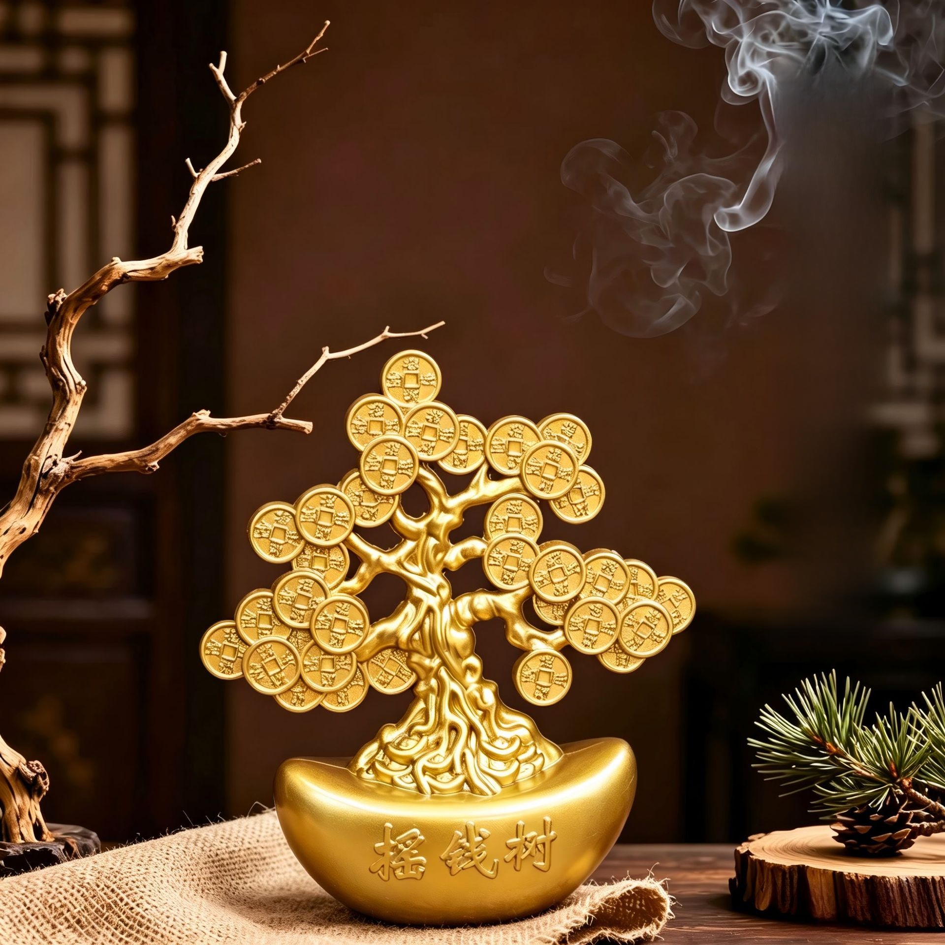 LA-1010429238468_img0 New Office Desktop Decoration Wealth Attraction Money Tree Ornament One锭Rich Fortune Treasure Coin Wholesale - Image 1