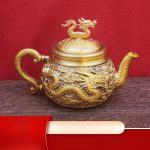 Chinese Style Bronze Dragon And Phoenix Tea Set High End Retro Gongfu Teapot Cup Tray Gift Decoration Wholesale