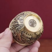 Bronze Relief Mountain Water Cup Vintage Scenic Cup Figurine Offering To Wealth God Buddha Water Cup Ornament Custom Metal Craft - Image 4