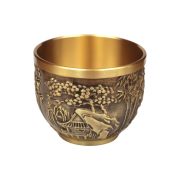 Bronze Relief Mountain Water Cup Vintage Scenic Cup Figurine Offering To Wealth God Buddha Water Cup Ornament Custom Metal Craft - Image 5