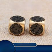 Bronze Hand-Cranked Dice Outdoor Activity Antique-Like Small Dice Bronze Material Crafts Display Decoration