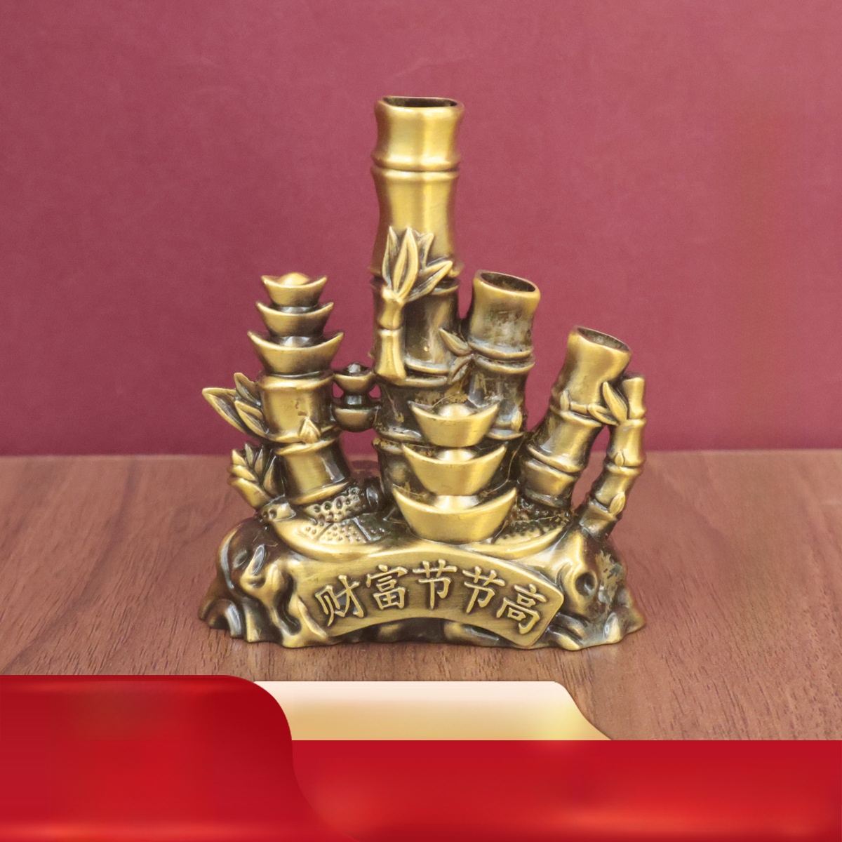 LA-1015036936391_img0 Bamboo Decorative Ornaments for Living Room Office Desk Decoration Climbing Fortune Coins Festival Custom Metal Craft Gift - Image 1