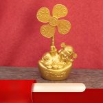New Arrival Wealth God Ornament in Sandy Gold Color Home Decoration Moving In Celebration Lucky Money Bin Windmill Spinning