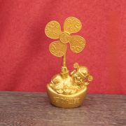 New Arrival Wealth God Ornament in Sandy Gold Color Home Decoration Moving In Celebration Lucky Money Bin Windmill Spinning - Image 4