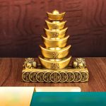 Retro Wealth Attraction Treasure Chest Rotating Figurine Entrance Cashier Desktop Decoration Lucky Charm Prosperity Tower Ornament