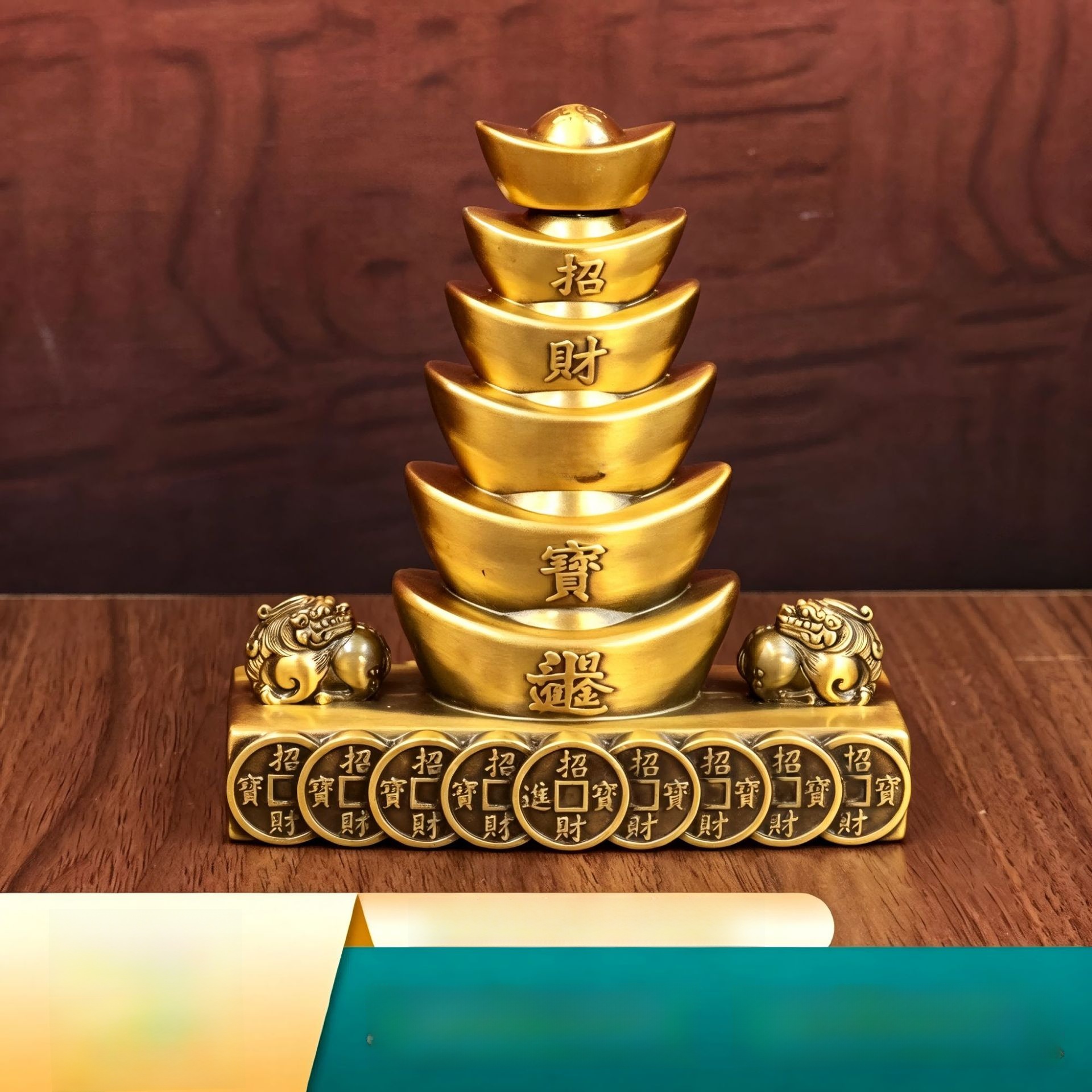 LA-1016748893272_img0 Retro Wealth Attraction Treasure Chest Rotating Figurine Entrance Cashier Desktop Decoration Lucky Charm Prosperity Tower Ornament - Image 1