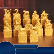 2026 New Sand Gold Jade Seal Zodiac Animal Rotating Ornaments Home Decorations Opening Business Gifts Lucky Wealth Attraction