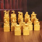 2026 New Sand Gold Jade Seal Zodiac Animal Rotating Ornaments Home Decorations Opening Business Gifts Lucky Wealth Attraction - Image 2