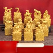 2026 Zodiac Animal Seal Stamp Rotating Ornaments for Living Room Office Opening Gifts Decorative Pieces Business Shop