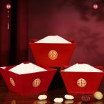 Traditional Chinese Wedding Decorations Red Double Happiness Character Old Style Rice Bag Groom And Bride Tabletop Ornaments