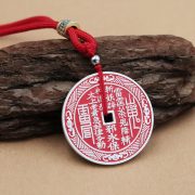 Tibetan Silver Ghost Money Pendant Necklace with Vermilion Sand Black Gold Sand Keychain Bag Charm Custom Metal Craft Ornament - Image 2