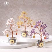 JingDian Jewelry Natural Yellow Purple Crystal Wealth Tree Office Desktop Decorative Ornaments Opening Gifts Small Sculptures