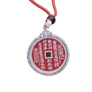 Vintage Silver Mountain Spirit Coin Pendant Necklace Traditional Chinese Style Vermilion Coin Lucky Lock Ornament - Image 5