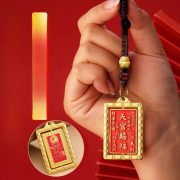 Handcrafted Chinese Style Lucky Coin Car Keychain Pendant Copper Money Tian Guan Ci Fu Woven Rope Decoration Automobile Accessory - Image 2