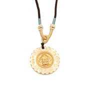 Vintage Silver Mountain Spirit Coin Pendant Necklace Traditional Chinese Style Vermilion Coin Lucky Lock Ornament - Image 5