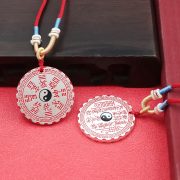 Tibetan Silver Ghost Money Pendant Necklace with Vermilion Sand and Gold Dust Brass Ghost Coin Charm Bag Keychain Accessory