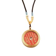 Protective Shell Thickened Car Pendant Ancient Chinese Cashew Nut Shape Realgar Stone Five Emperor Coins Hanging Ornament For Automobile - Image 5