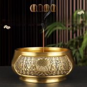 Lotus Design Brass Incense burner God Respecting Pure Copper Incense Stand Home Decorative Items Set Good Luck Symbol
