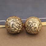 Bronze Dragon And Phoenix Handball Model Nutshell Plaything Small Copperware Health Care Ornament Custom Metal Craft