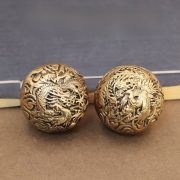 Bronze Dragon And Phoenix Handball Model Nutshell Plaything Small Copperware Health Care Ornament Custom Metal Craft