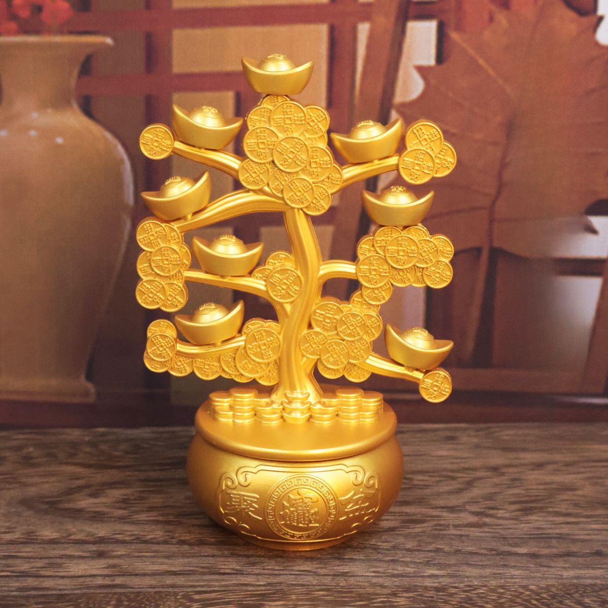 LA-1035996911458_img0 Rotating Metal Feng Shui Decoration Wealth Tree Gift For Store Opening Home Decor Company Suitable Customizable Craft Ornaments - Image 1