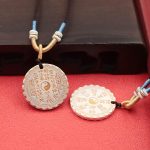Fashionable Long Pendant Necklace for Women with Gold-Plated Foot Silver 999 Round Disc Lucky Phrase Hundred Blessings