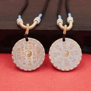 Fashionable Long Pendant Necklace for Women with Gold-Plated Foot Silver 999 Round Disc Lucky Phrase Hundred Blessings - Image 3