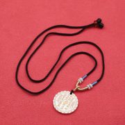Fashionable Long Pendant Necklace for Women with Gold-Plated Foot Silver 999 Round Disc Lucky Phrase Hundred Blessings - Image 4