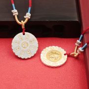 Vintage Silver Mountain Spirit Coin Pendant Necklace Traditional Chinese Style Vermilion Coin Lucky Lock Ornament - Image 2