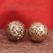 Bronze Dragon And Phoenix Handball Model Small Walnut Playing Ball Handle Piece Brass Ornaments Collectible Copperware - Image 2