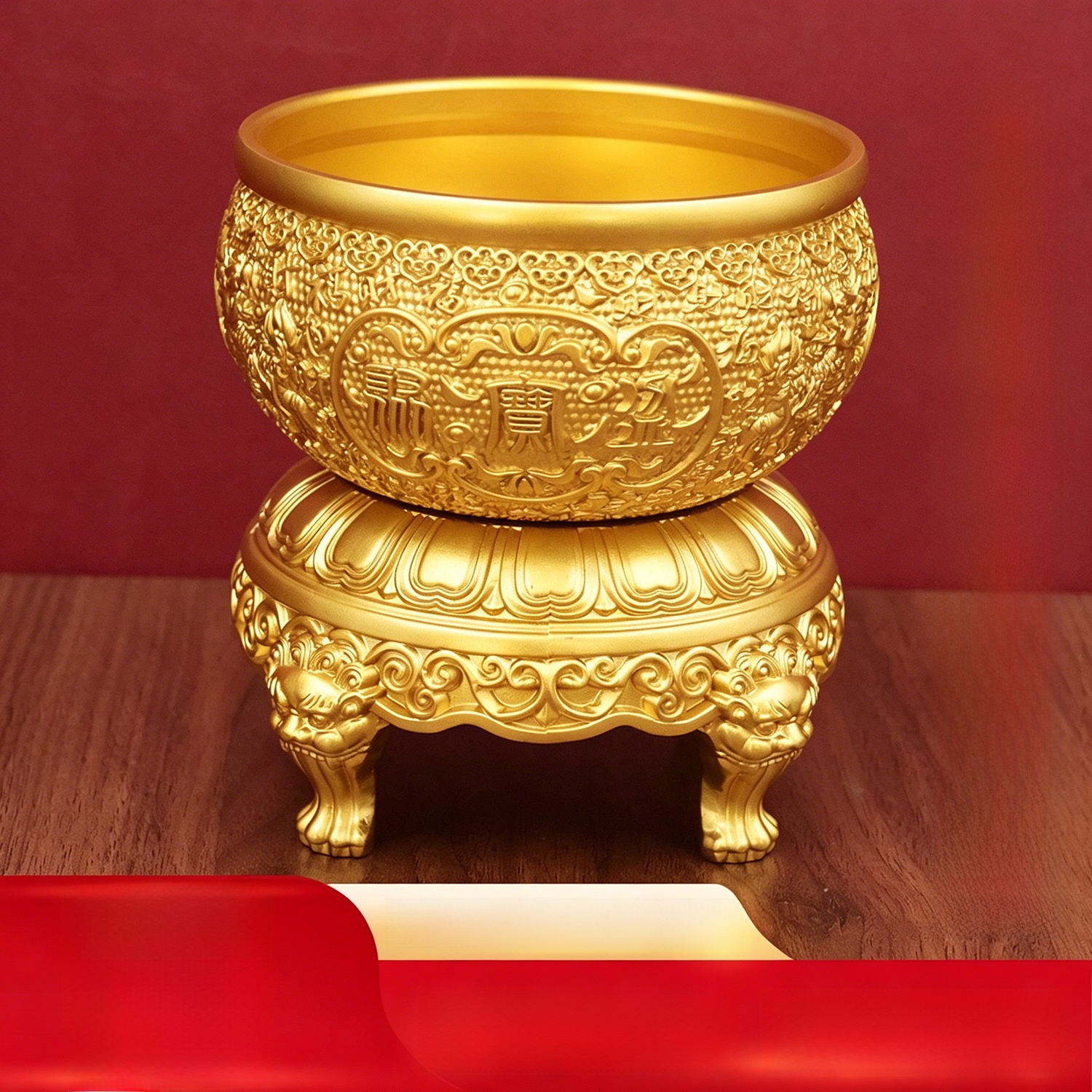 LA-1046690405563_img0 Bronze麒麟 Home Living Room Decorative Ornaments For Business Opening Office Placement Wealth And Happiness Gathering Bowl - Image 1