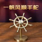 Bronze Steering Wheel Ornament Creative Stress Relief Nautical Theme Desktop Decoration EDC Bronze Craft Figurine