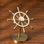 Bronze Steering Wheel Ornament Creative Stress Relief Nautical Theme Desktop Decoration EDC Bronze Craft Figurine - Image 4