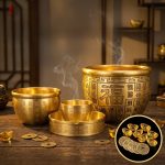 Bronze Wealth Attracting Desktop Decoration Mini Copperware Treasure Basin Ashtray Five Tigers Fortune Craft Decor