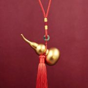 Bronze Gourd Ornament Hollow Imitation Gold Plated Car Decoration Pendant Open Gourd Perfect Gift Item Custom Metal Craft - Image 2