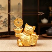 Alloy Wealth Attracting Cat Figurine Home Living Room Shop Counter Decoration Opening Gift Desktop Small Ornament Yuanbao Cat - Image 2