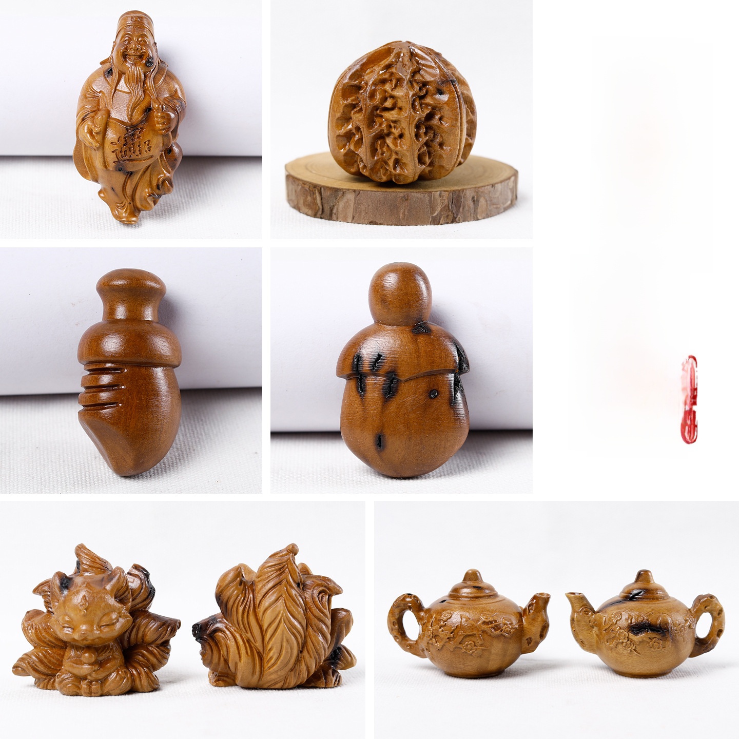 LA-1059779505003_img0 Natural Thunderstruck Jujube Wood Carving Lucky Charm Portable Handheld Vintage Chinese Style Tea Pet Desktop Ornament Accessory - Image 1