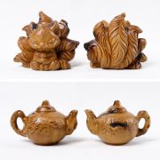 Natural Thunderstruck Jujube Wood Carving Lucky Charm Portable Handheld Vintage Chinese Style Tea Pet Desktop Ornament Accessory - Image 2