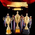 Gold Cup Trophy Metal Basketball Football Competition Badminton Champion Taekwondo Embroidery Creative Trophy Custom Metal Craft Ornament