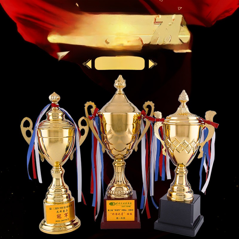 LA-611140446273_img0-1 Gold Cup Trophy Metal Basketball Football Competition Badminton Champion Taekwondo Embroidery Creative Trophy Custom Metal Craft Ornament - Image 1
