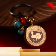Bronze Artistic Rotation Keychain Car Pendant Bag Accessory Handle Red Coral Key Holder Custom Metal Craft Ornament - Image 4