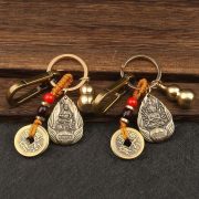 Bronze Zodiac Animal Lucky Buddha Vintage Keychain Creative Personalized Car Pendant Eight Guardian Deities Amulet - Image 2