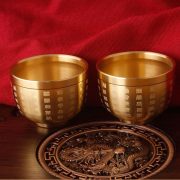 Bronze Liquor Cup Tea Table Cup Dragon And Phoenix Presenting Happiness Hundred Blessings Cup Home Worship Custom Metal Craft Ornament