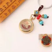 Handmade Vermilion Bronze Keychain Retro Brass Car Keychain Pendant Lucky Money Spinning Animal Zodiac Keyring Ornament - Image 2