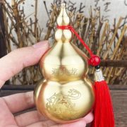 Portable Brass Gourd Hundred Happinesses Ornament Carry-On Fireproof Dragon Toothpick Holder Tassel-Decorated Craft