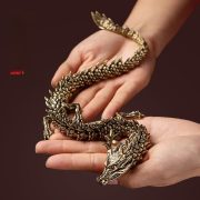 Bronze Living Dragon Sculpture 3D Metal Display Item movable Cheetah and Egyptian Cobra for Showroom Desktop Decoration - Image 2